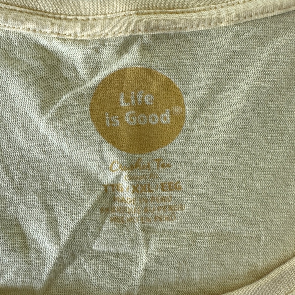 Life is Good Every Day Is Saturday Yellow Crusher Tee XXL Womens Graphic T-Shirt - Picture 3 of 5